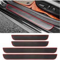 4er-Set selbstklebende Einstiegsleisten-Schutzleisten für Autos, universeller wasserdichter und kratzfester Türschutz (Schwarz/Rot, 6 cm Breite)