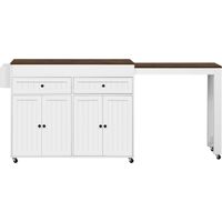 Ilot de cuisine 180,5x45x92,2cm avec 2 tiroirs et 4 portes, extensible, amovible