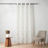 Voilage texturé motif fil coupé esprit ikat Beige 140x260 cm