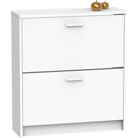 Muebles Pitarch Scarpiera Ingresso Mobile ausiliario stretto 2 porte per ingresso Bianco, 12 paia di scarpe, 82x74x25cm, Collezione Tibet