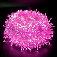 Rosa Lichterkette für den Außenbereich, 10 m, 100 LEDs, Weihnachtsdekoration für drinnen und draußen, Partygirlande