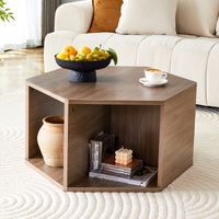 Couchtisch mit zylindrischen Beinen, Walnussmaserung, Touch-Oberfläche, modernes Design, MDF, 79 x 69,4 x 40 cm, braun