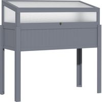 Serre de Balcon 2-en-1 avec Bac de Culture, Châssis Froid et Toit Ouvrant en Polycarbonat Gris 120 x 54 x 122 cm pour Tomates, Légumes et Herbes