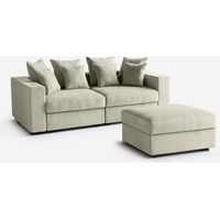 Canapé modulaire de salon déhoussable avec pouf et coussins Cortina D - Beige