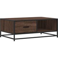 Tavolino con cassetto e vano aperto design industriale moderno 90 x 57 x 35 cm marrone legno ingegnerizzato e metallo DEC038822