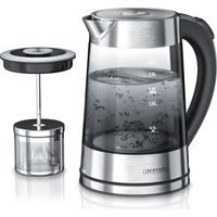 Arendo Edelstahl Glas Wasserkocher mit Teesieb und Rauchglas Teekocher Infusion 1,7 Liter