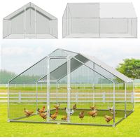 Wolketon Hühnerstall Hühnerhaus 3x4x2m Kleintierstall Freilaufgehege Kleintiergehege Voliere Freigehege Hühnerkäfig Geflügelstall Verzinkter Stahlrahmen mit Da