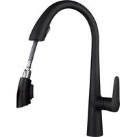 Rubinetto Cucina con Doccetta Estraibile, Rubinetto Lavello Cucina Nero a 360°, 2 Modalità Dell'Acqua, Freddo e Caldo Disponibile