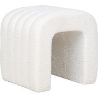 Pouf Colma in bouclé bianco forma arcata 42x41x36 cm