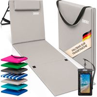 DETEX® Strandmatte mit Rückenlehne Gepolstert Sonnenliege klappbar UV-beständig Tasche Reißverschluss Kissen Tragegurt Garten Camping Picknick Liegematte 160x55 cm Farbwahl Beige
