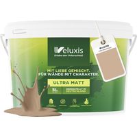 Wandfarbe Beige Braun Creme Matt Innenfarbe – Deckkraft Klasse 1, VOC-frei, Ohne Grundierung, Tropfarm – Wohnzimmer & Schlafzimmer – 5L – Veluxis (Latte Macchiato)