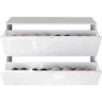 Sapatero Lovero, Mueble para 20 Pares, 2 Puertas, Puerta Abatible, 110x25x75h cm Blanco Brillante