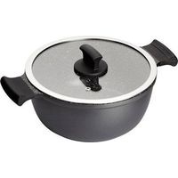 Cocotte - INOXIBAR - Absolut Black 28 cm - Aluminiumguss - Steineffekt - Glasdeckel