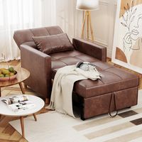 YODOLLA Sleeper Chair, 3 in 1 Chair Bed Sleeper for Adults, Fold Out Sofa Cama with Pillow and Convertible Backrest, Multi-Functional Reading Chair Couch Loveseat for Small Space, Saddle Brown