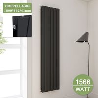 ELEGANT Design Heizkörper Anthrazit Flachheizkörper Heizung Vertikal Doppellagig 1800x462mm