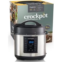 Crock-pot Express MultiCooker 5.6lù, Programmabile, 12 funzioni pre-impostate, Cottura a Pressione, a Vapore, Slow Cooker e Rosolatura, Funzione Warm automatica, Argento-Nero