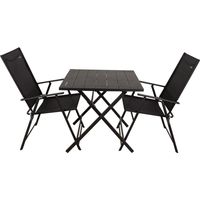 Aktive 61149 Table and 2 Folding Armchairs Black Set