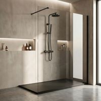 Pack douche italienne : receveur noir 160x90 cm + colonne de douche + paroi fixe