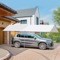 Abri voiture 6x3 m en acier galvanisé robuste, auvent blanc avec toile PE haute densité