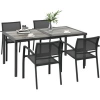 Gartenmöbel-Set Gartensitzgruppe, 1 Tisch, 4 Stühle, 150 x 87 x 72 cm, Grau