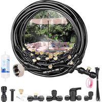 Brumisateur de Terrasse, Kit Brumisateur Terrasse Extérieur 10 m, avec Buses en Laiton et Adaptateur 3/4", Tuyau Brumisateur pour Jardin, Terrasse, Serre et Parc Aquatique (10 Mètres)