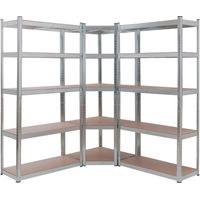 Arebos – Lot de 3 étagères d'angle pour charges lourdes – Acier zingué – Capacité de charge 875 kg – Dimensions 180 x 90 x 40 cm