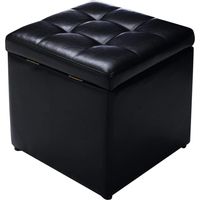 Costway – Tabouret repose-pied coffre de rangement – Cuir PU beige – Charge 150 kg – Dimensions 40 x 40 x 40 cm – Design moderne avec charnières métalliques