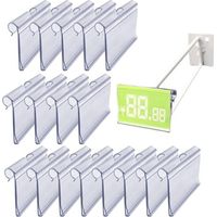 Supports étiquettes en plastique transparent – Lot de 100 pinces pour affichage de prix, supports pour étiquettes et présentoirs