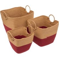 Set 3 Cestini In Vimini Solar Power Rosso