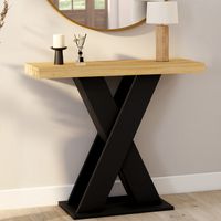 Consola ALICIA con tapa de madera y pata en X negra