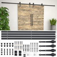 Vidaxl – Kit de garniture de porte coulissante 2x183 cm – Acier noir – Roulettes silencieuses – Butoirs inclus – Pour espaces intérieurs