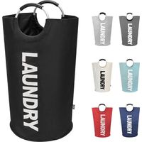Paniers à linge pliables de grande taille 90 L, sacs à linge pliables, sac à vêtements (noir, L) jetable
