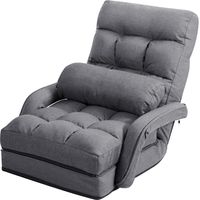 Costway – Fauteuil convertible 1 place avec dossier réglable – Rembourré en éponge douce – Cadre en acier – Pour salon, bureau, chambre (gris)