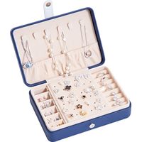 Boîte à bijoux pour femme avec boucle en cuir Boîte à bijoux Petite boîte à bijoux Boîte à bijoux de voyage Boîte de rangement pour bijoux Bague Bracelet Boucles d'oreilles Collier