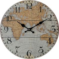 Rebecca Mobili Horloge Murale avev Carte Du Monde Mdf Brun Gris Style Rétro pour Cuisine