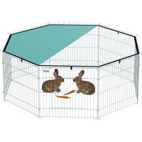 Parc pour chien - PawHut - 8 panneaux - avec toit, modulable et pliable - 60H cm - avec porte - intérieur et extérieur - argent vert