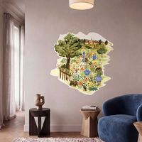 Décor papier peint préencollé Cenaryo, Jardin en campagne, par Valentine Durand