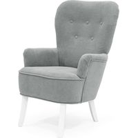 Velo Sessel - Gepolsterter Sessel mit Holzbeinen, Retro-Stil, Farbe Hellgrau