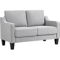 Divano 2 Posti Moderno e Salvaspazio in Tessuto Effetto Lino, 136x77x86 cm, Grigio Chiaro