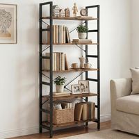 MAXLEAD Bibliothèque rustique à 5 niveaux, étagère de rangement
