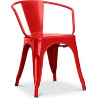 Dining Chair with Armrests - Industrial Design - Steel - New Edition - Stylix Red