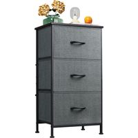 WLIVE Fabric Drawers, Chest of Drawers with 3 Drawers, Storage Unit with Drawers with Wood Top Steel Frame, Storage Organizer Unit for Bedroom, Living Room, Kids Room, Grey