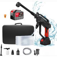 Idropulitrice Portatile a Batteria 21V 30 Bar, Idropulitrice ad Alta Pressione Senza Fili per Auto Giardino Patio Finestre Recinzioni(con 1 batteria, 15 celle)