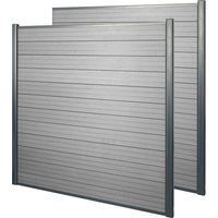 WPC-Sichtschutz Savoie, Windschutz Zaun, Alu Premium 2er Set, 3,75m grau