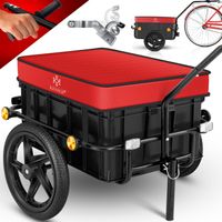KESSER® Fahrradanhänger Lastenanhänger Handwagen mit Kupplung Hochdeichsel für Fahrrad Transportanhänger Transportbox mit 70 Liter Volumen Max. 60kg Rot