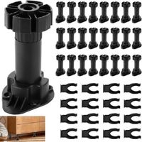 Set mit 32 verstellbaren Möbelfüßen, 100-120 mm, schwarz, für Möbel, Schränke, Küchen und Sofas.
