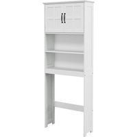 Meuble sur WC 2 portes étagères ouvertes étagère réglable pour salle de bain 66x23x178 cm blanc