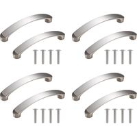 Poignées de porte d'armoire de cuisine en aluminium (96 mm), 8 pièces, poignées de tiroir argentées pour meubles de salon avec vis