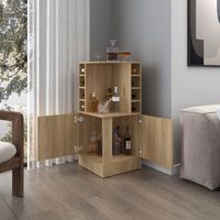 Tuhome Concept – Meuble bar d’angle avec rangement – Casier à bouteilles intégré – Design moderne pour salon et salle à manger – Optimise l’espace