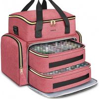 trousse de rangement pour vernis à ongles double compartiment avec 2 pochettes amovibles et kit d'ou
